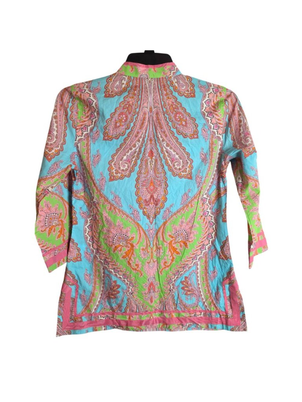 Brooks Brothers Paisley Tunic Top Women 6 Multicolor Italian Woven Resort Cotton - Picture 4 of 5